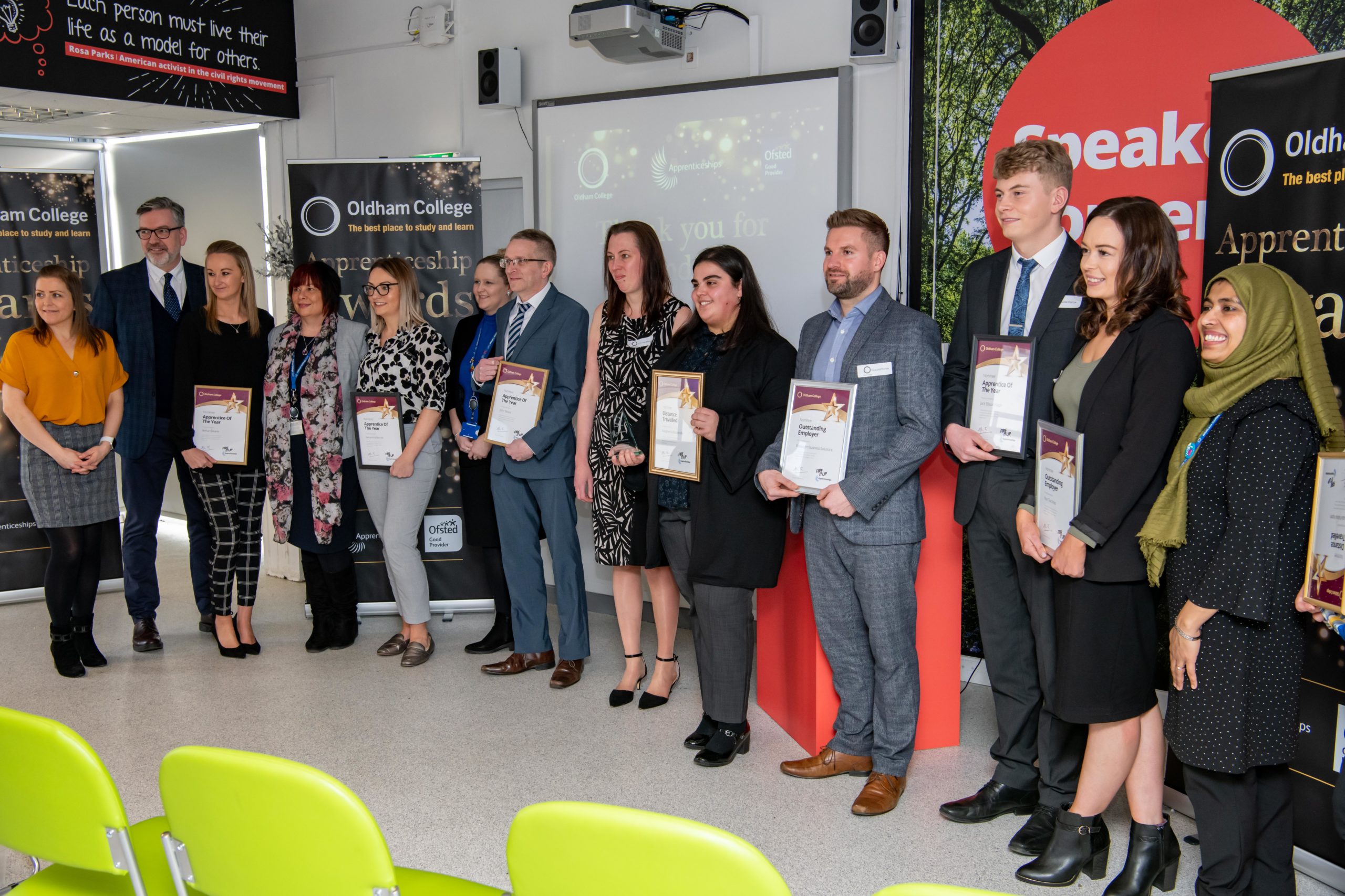 Margherita Bozzarello takes home a win for Nexus Solicitors at the Oldham College Apprenticeship awards.